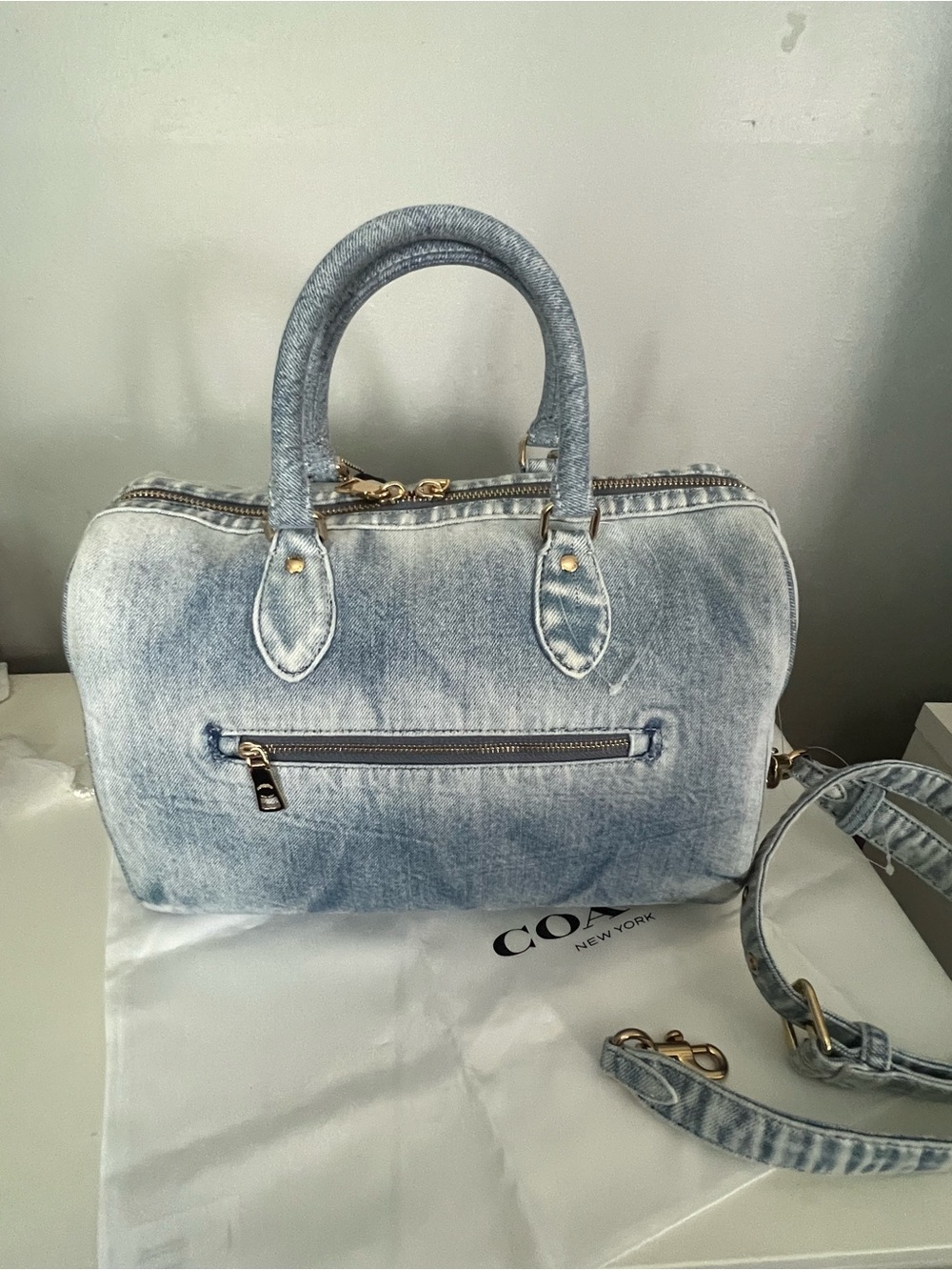 Coach Rowan Large Satchel Bag In Loved Denim - Picture 7 of 8
